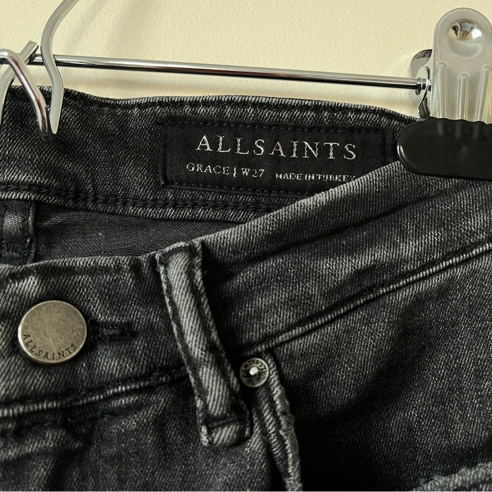 AllSaints Grace Skinny Jeans Size 27 Black Wash High Rise Zip Ankle - Picture 10 of 12